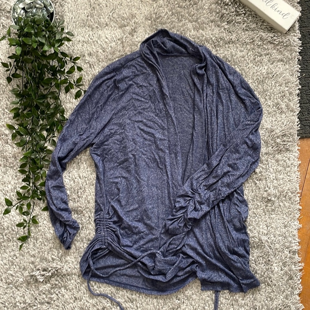Blue Heather Ruched Cardigan